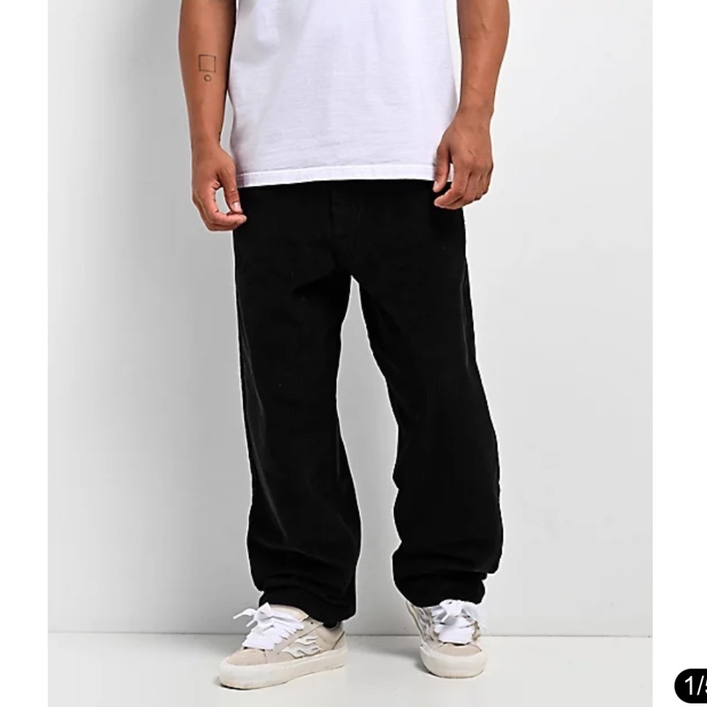 Empyre Men’s Black Ultra Loose Corduroy Skate Pants Size 42 Baggy Slouchy